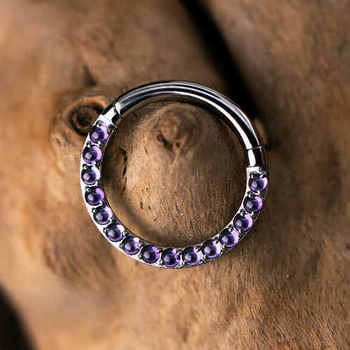 Кольцо-кликер Side Amethyst Stone 1.2 мм (16 G) фото 4